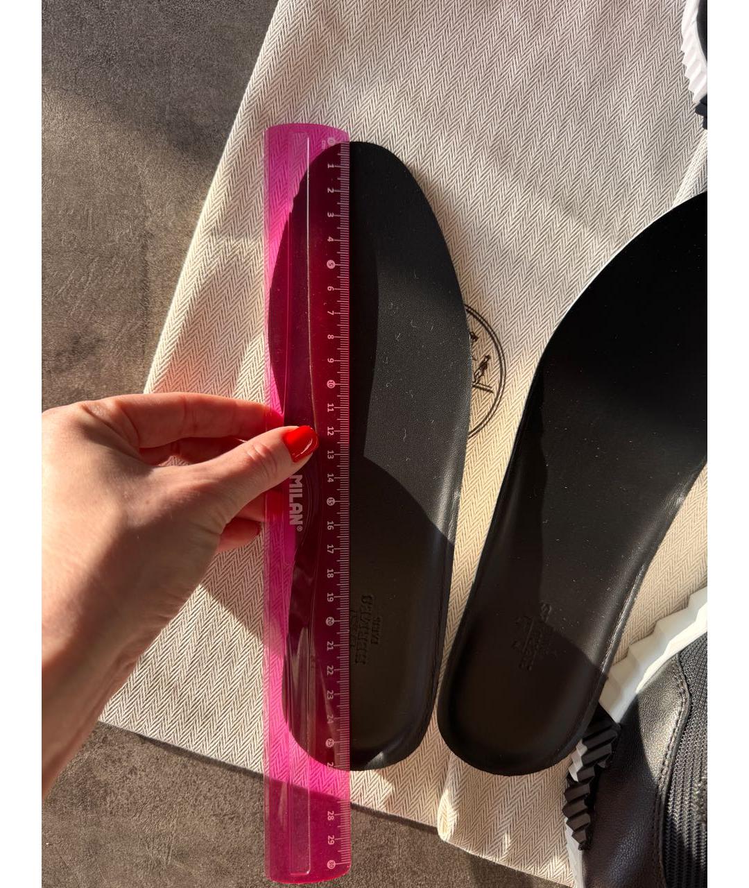 HERMES Черные кожаные кроссовки, фото 5