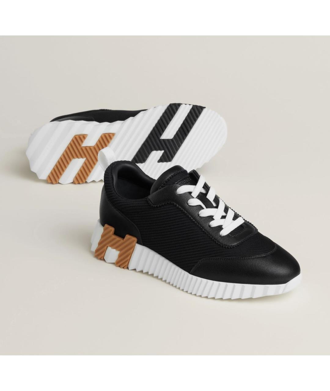 HERMES Черные кожаные кроссовки, фото 9