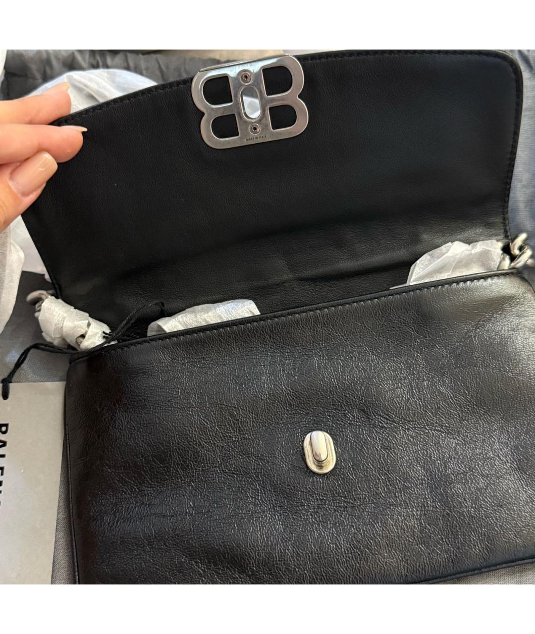 BALENCIAGA Черная кожаная сумка через плечо, фото 5