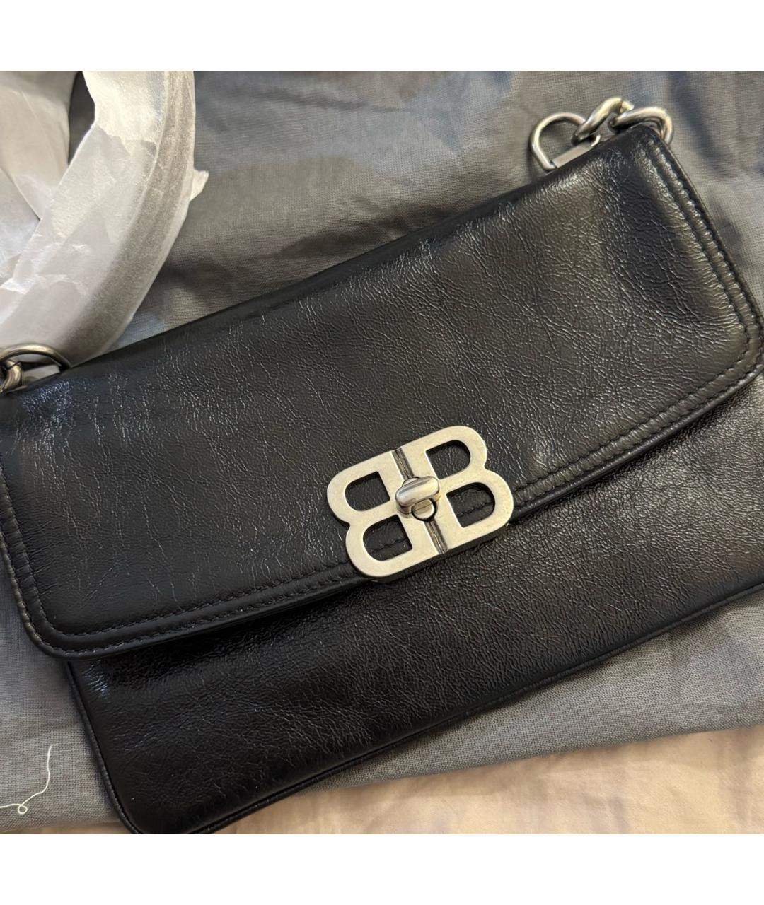 BALENCIAGA Черная кожаная сумка через плечо, фото 3