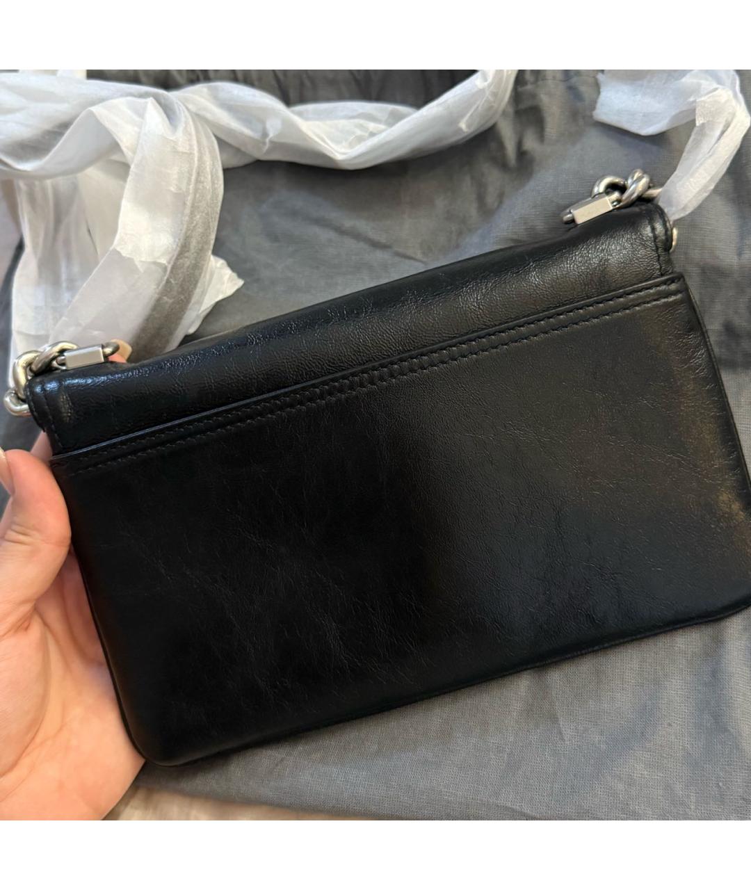 BALENCIAGA Черная кожаная сумка через плечо, фото 4