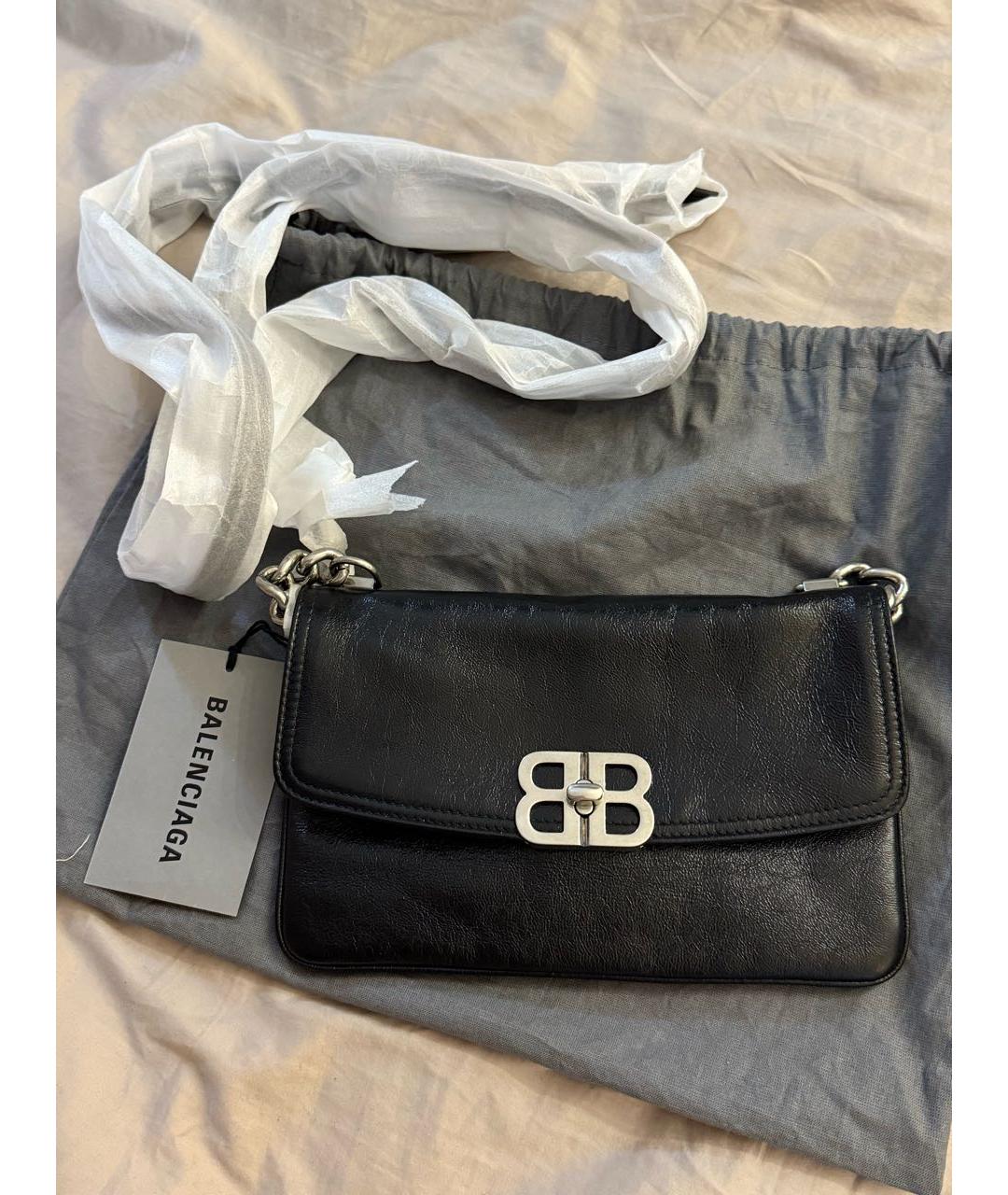 BALENCIAGA Черная кожаная сумка с короткими ручками, фото 2