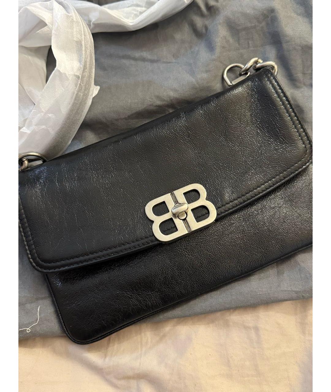 BALENCIAGA Черная кожаная сумка с короткими ручками, фото 3