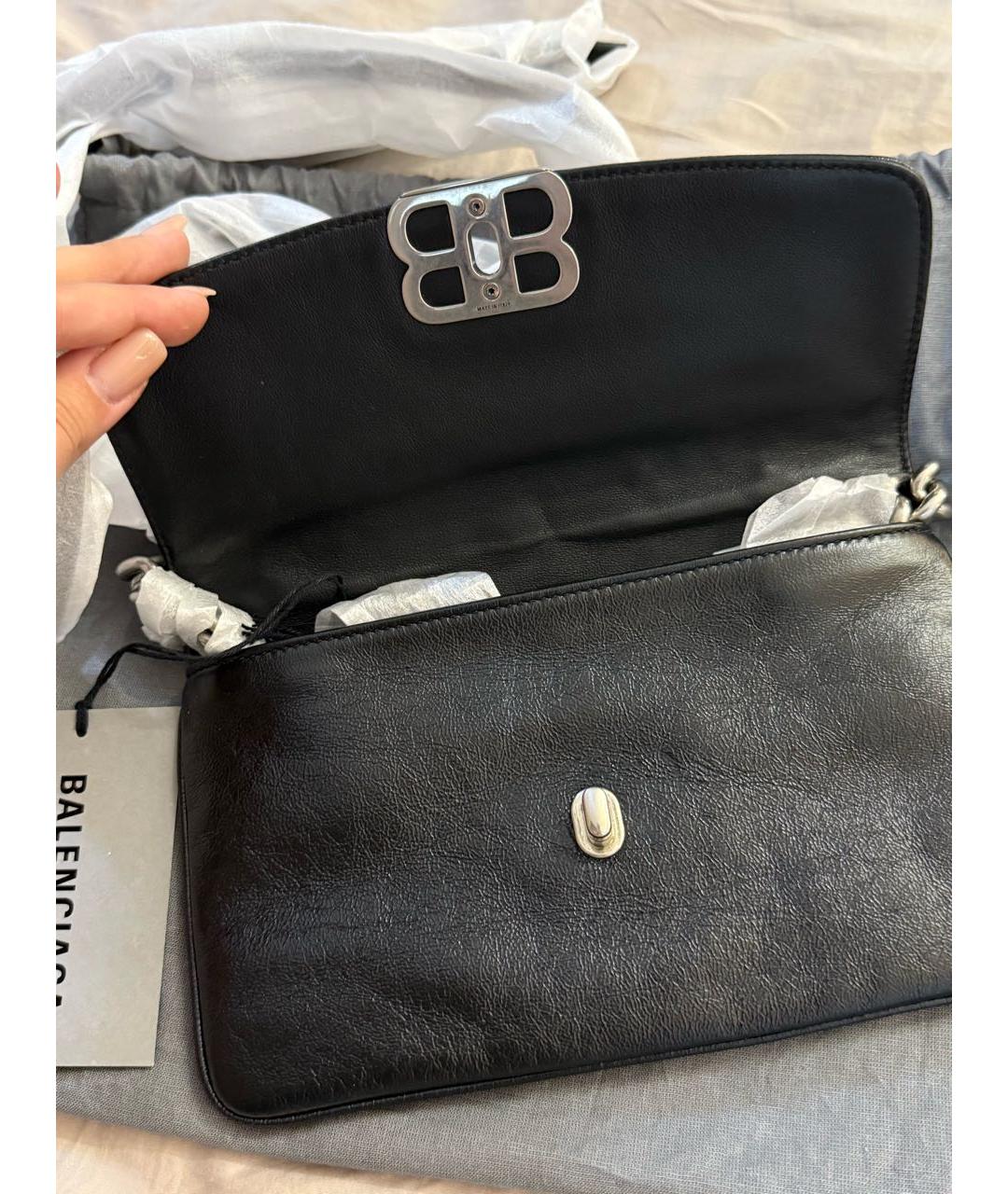 BALENCIAGA Черная кожаная сумка с короткими ручками, фото 5