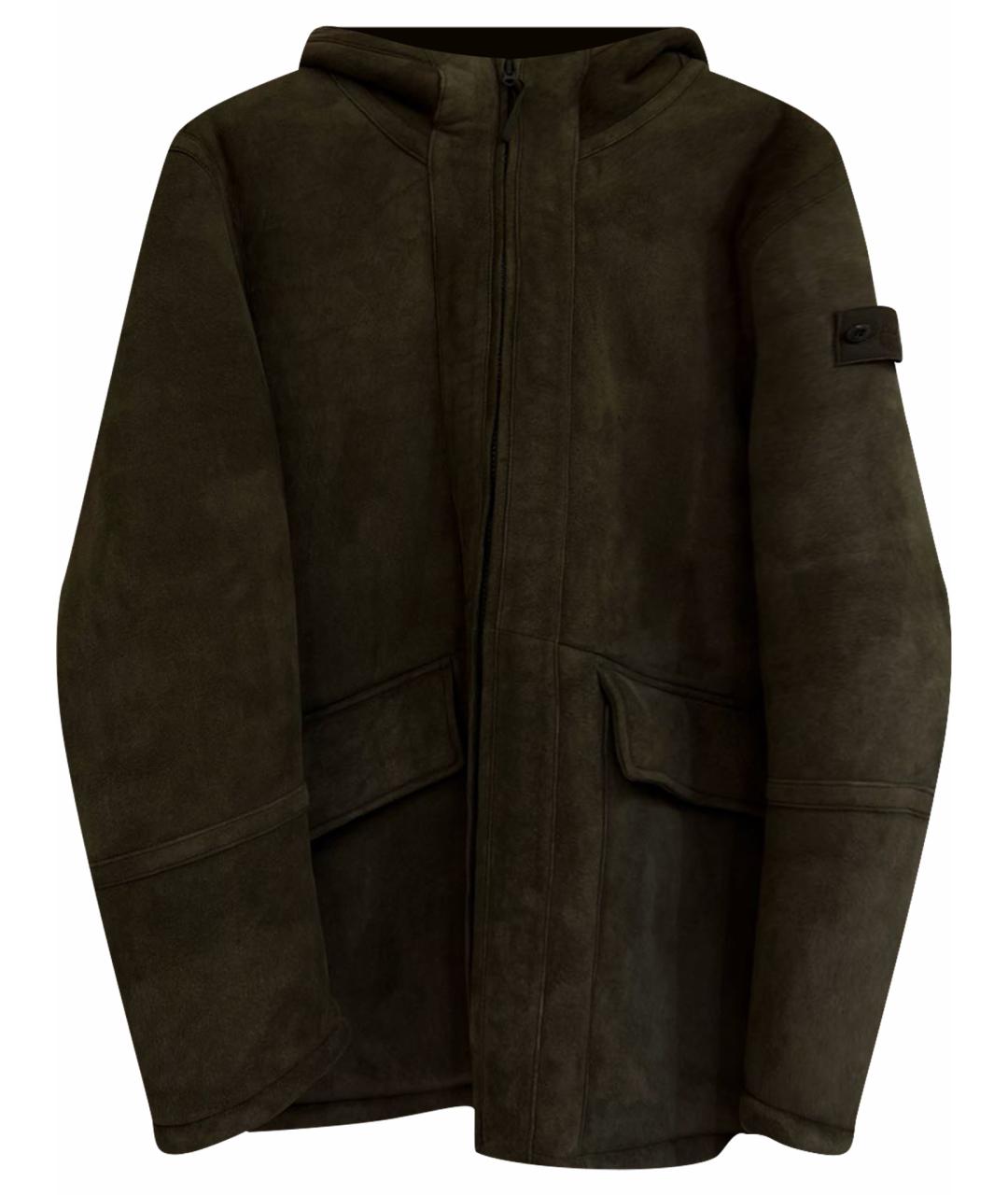 STONE ISLAND Хаки замшевая дубленка/шуба, фото 1