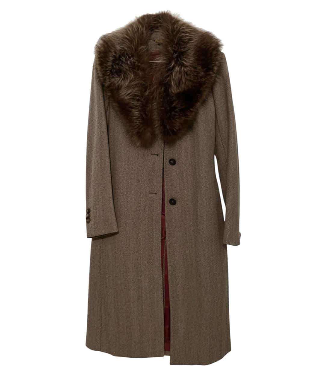 LORO PIANA Коричневое шерстяное пальто, фото 1