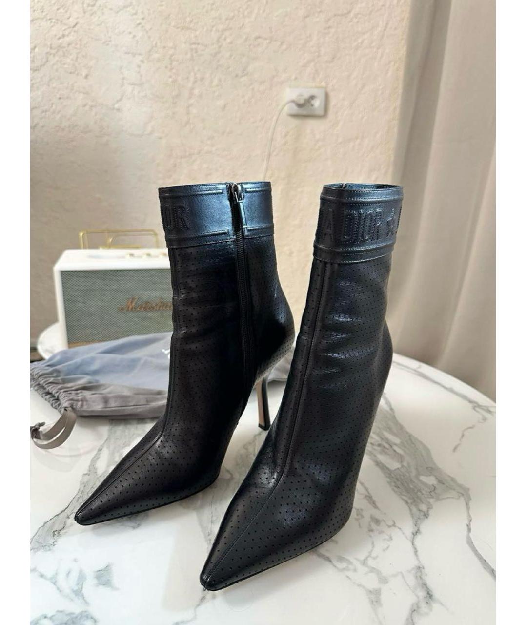 CHRISTIAN DIOR Черные кожаные ботильоны, фото 3