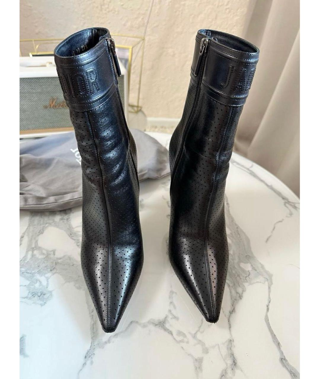 CHRISTIAN DIOR Черные кожаные ботильоны, фото 2