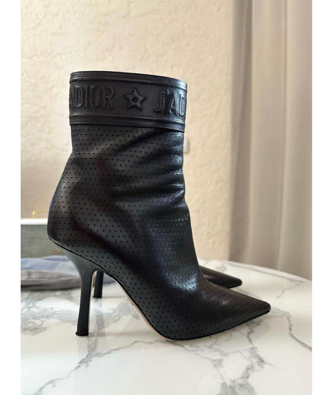 CHRISTIAN DIOR Черные кожаные ботильоны, фото 7