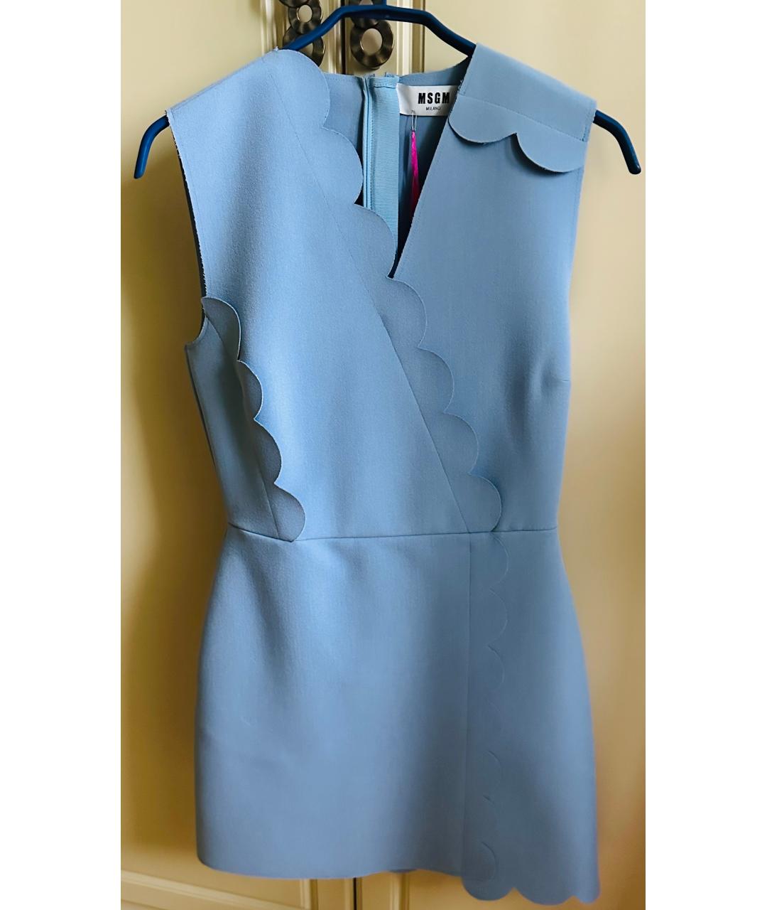 MSGM Голубое полиэстеровое коктейльное платье, фото 5