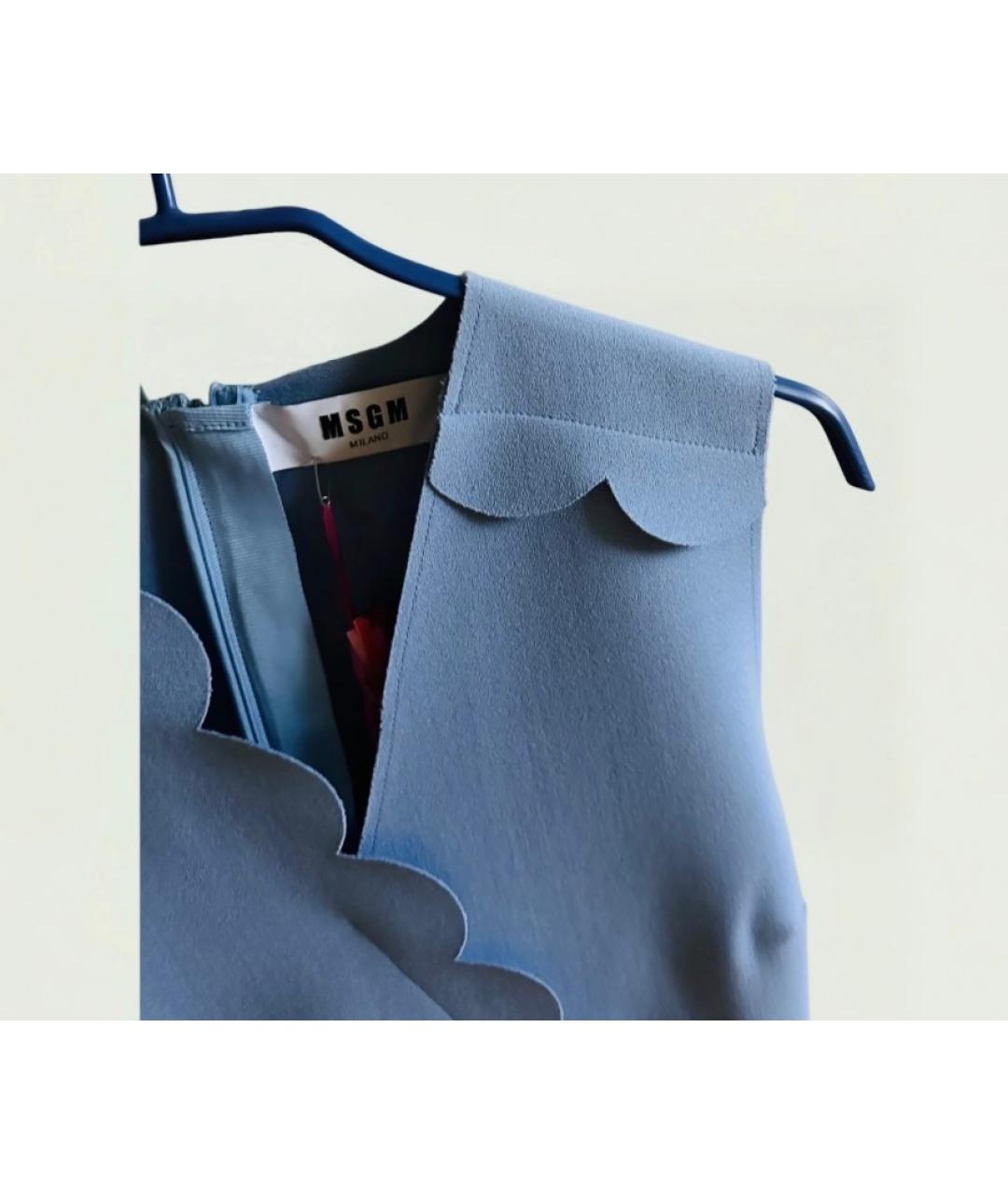 MSGM Голубое полиэстеровое коктейльное платье, фото 3