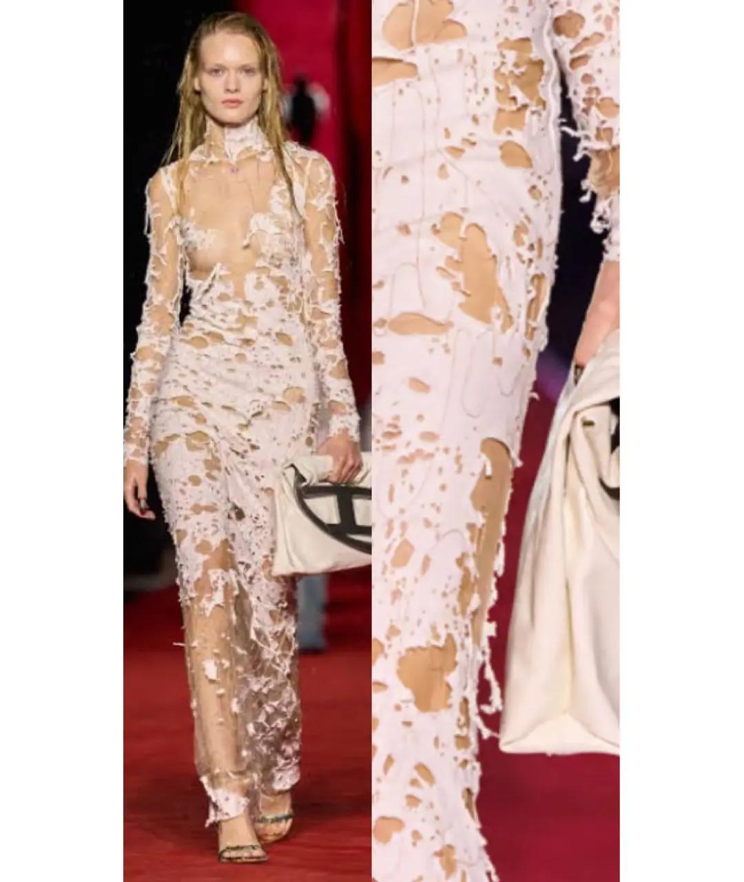 DIESEL Белая хлопко-эластановая футболка, фото 4