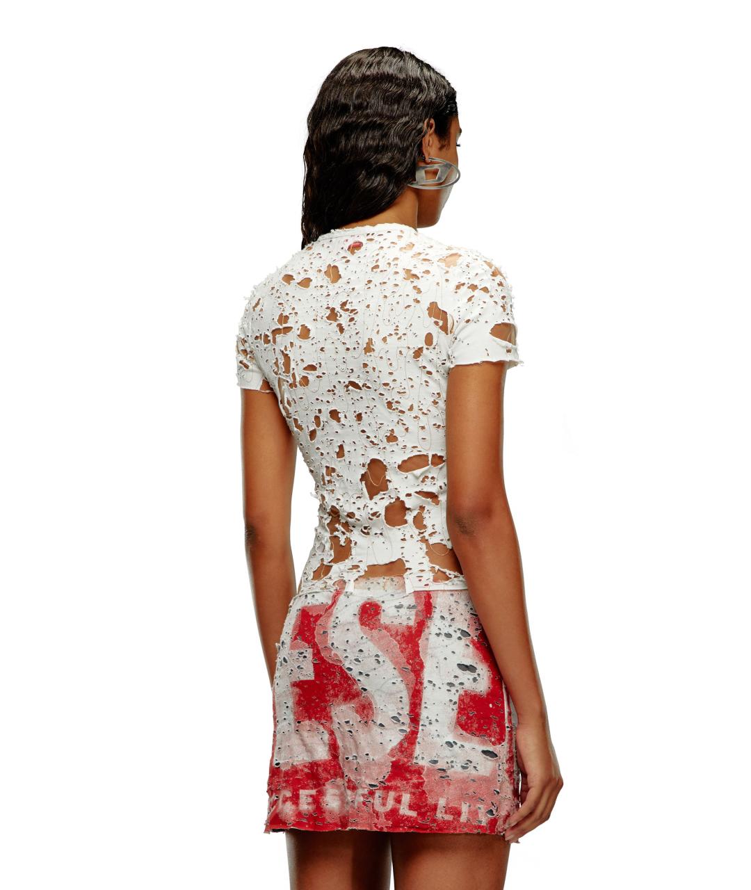 DIESEL Белая хлопко-эластановая футболка, фото 2