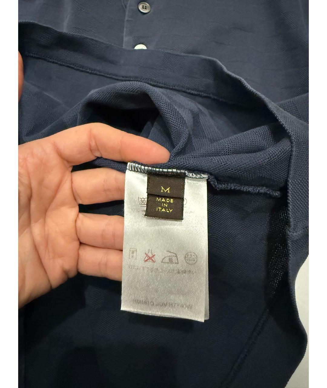 LOUIS VUITTON Темно-синее хлопковое поло с коротким рукавом, фото 3