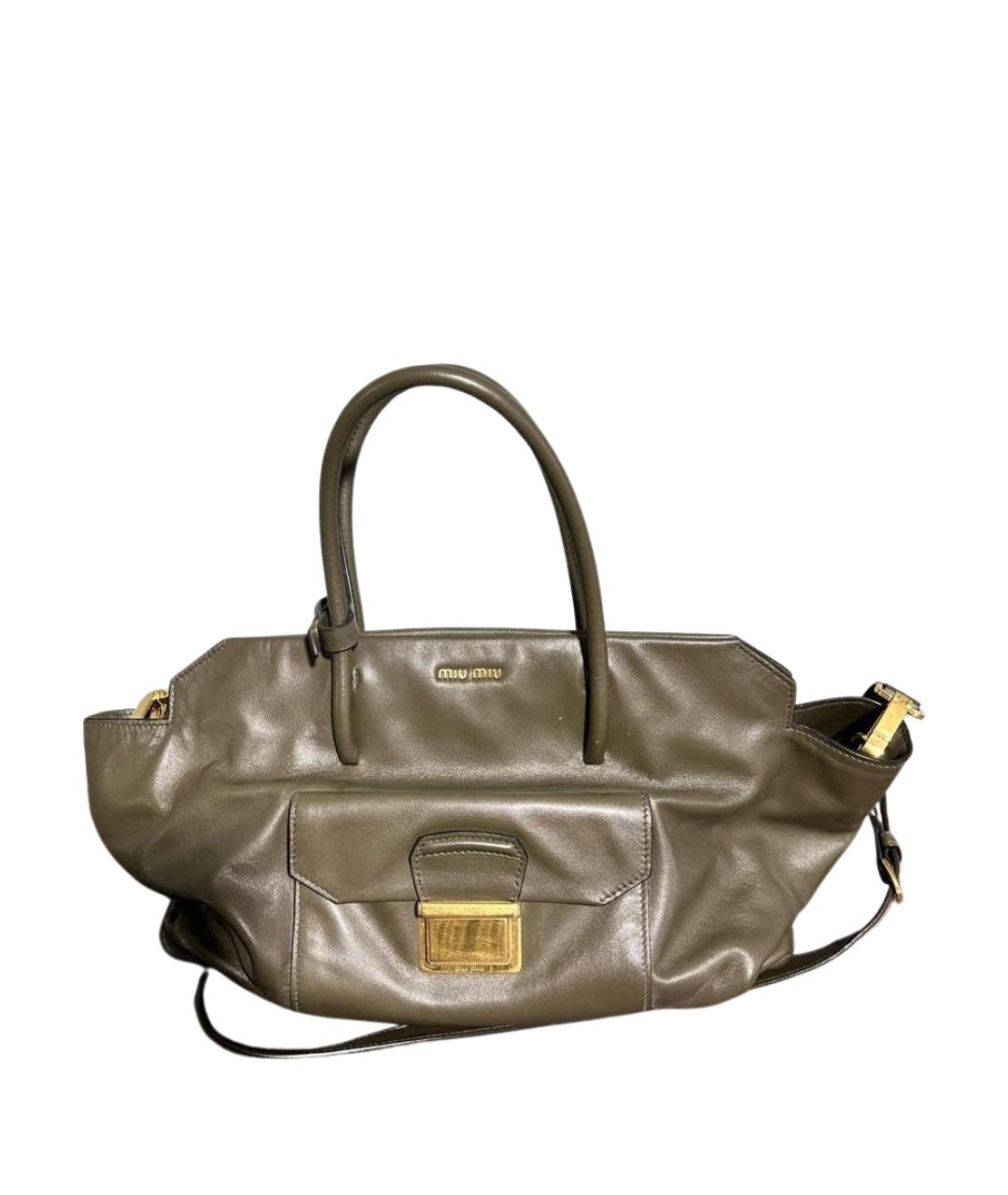 MIU MIU Зеленая кожаная сумка тоут, фото 1