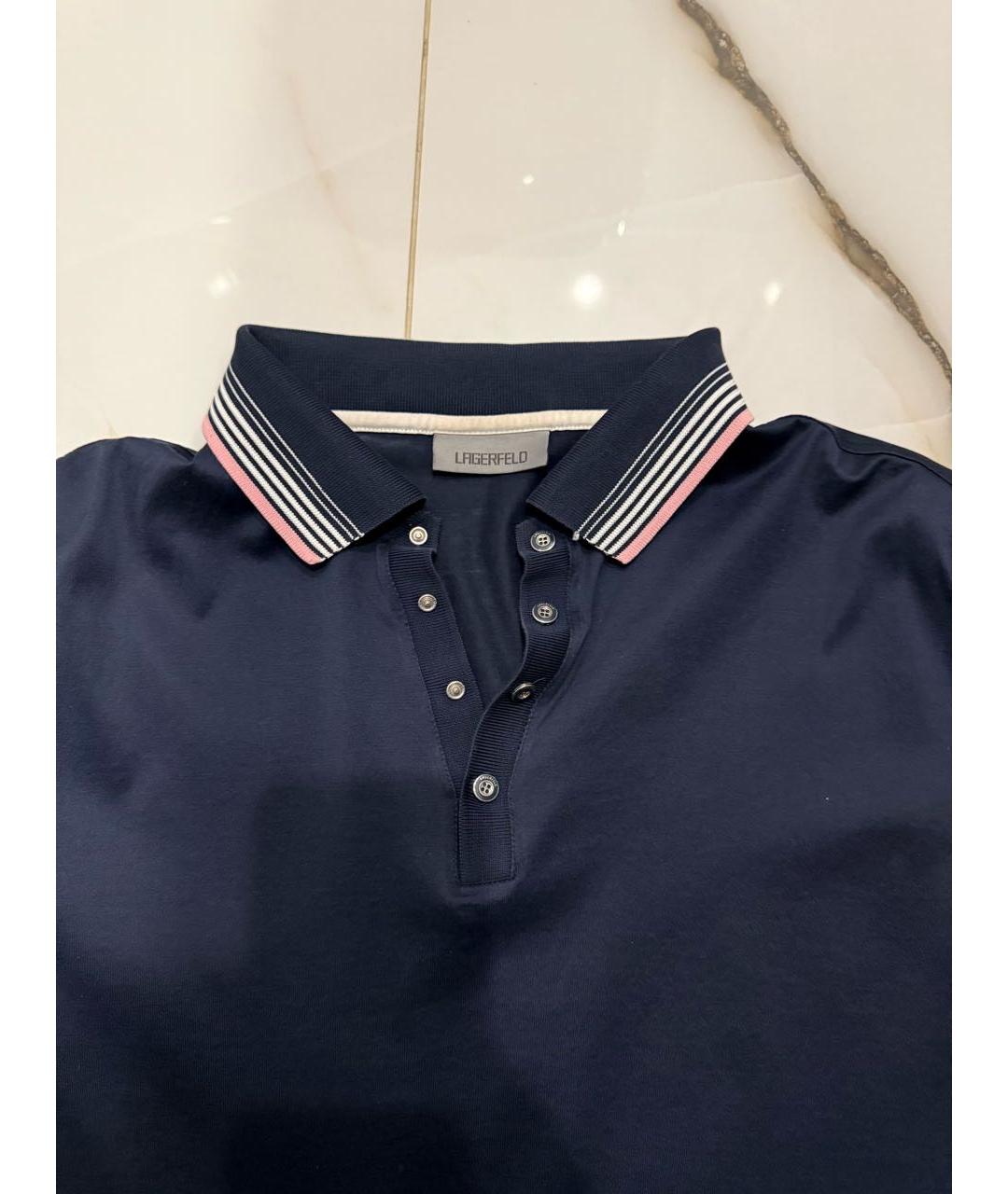 KARL LAGERFELD Темно-синее поло с коротким рукавом, фото 3