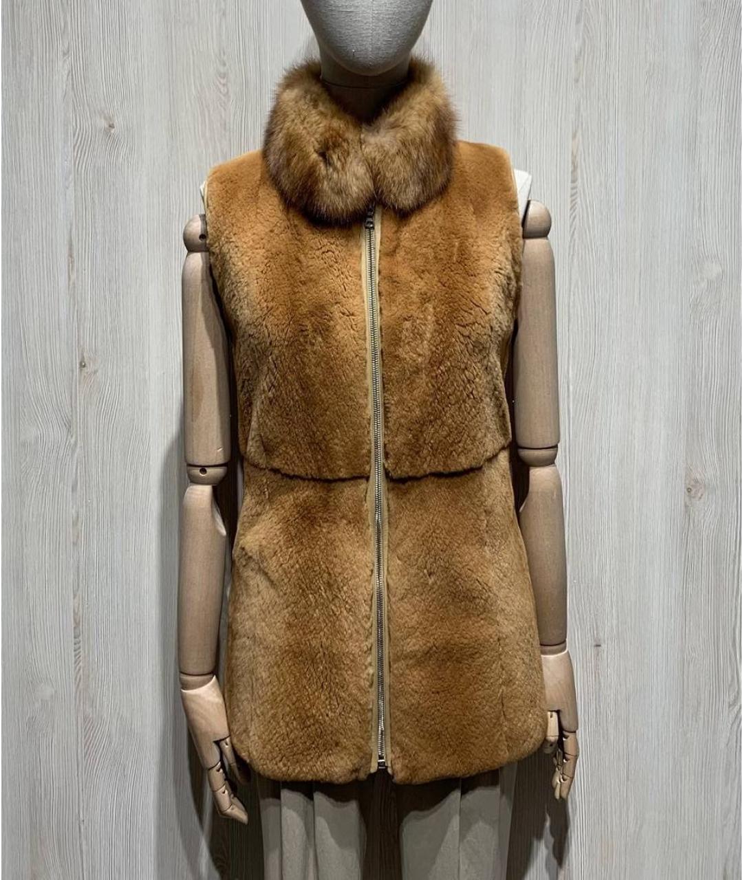MALO Бежевый меховой жилет, фото 9