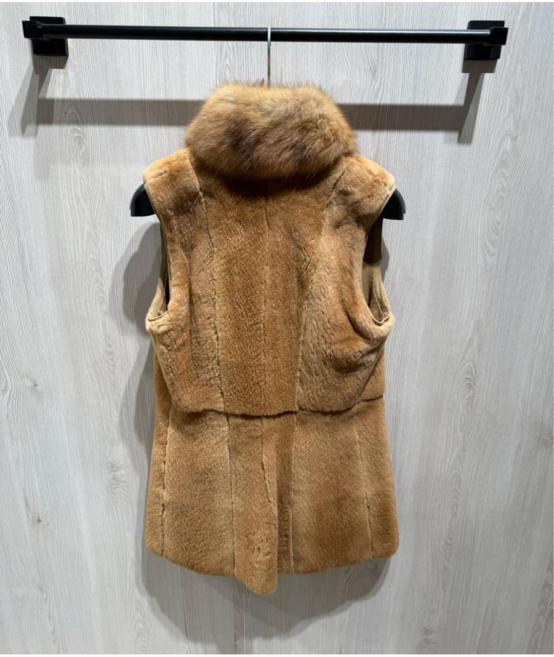 MALO Бежевый меховой жилет, фото 4