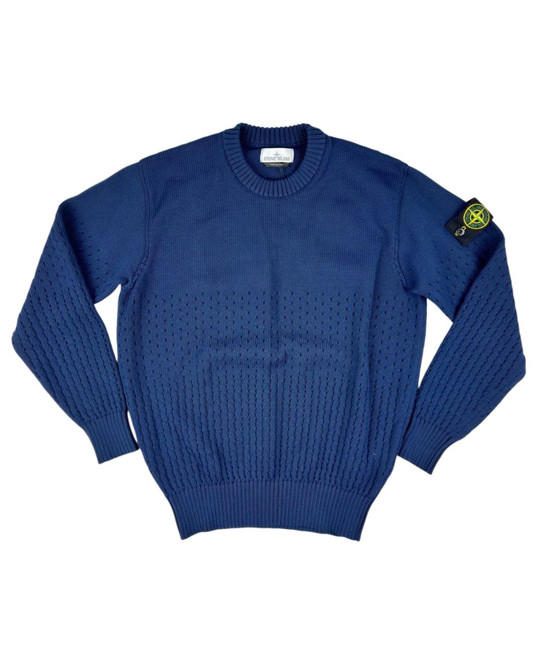 STONE ISLAND Синий хлопко-эластановый джемпер / свитер, фото 8