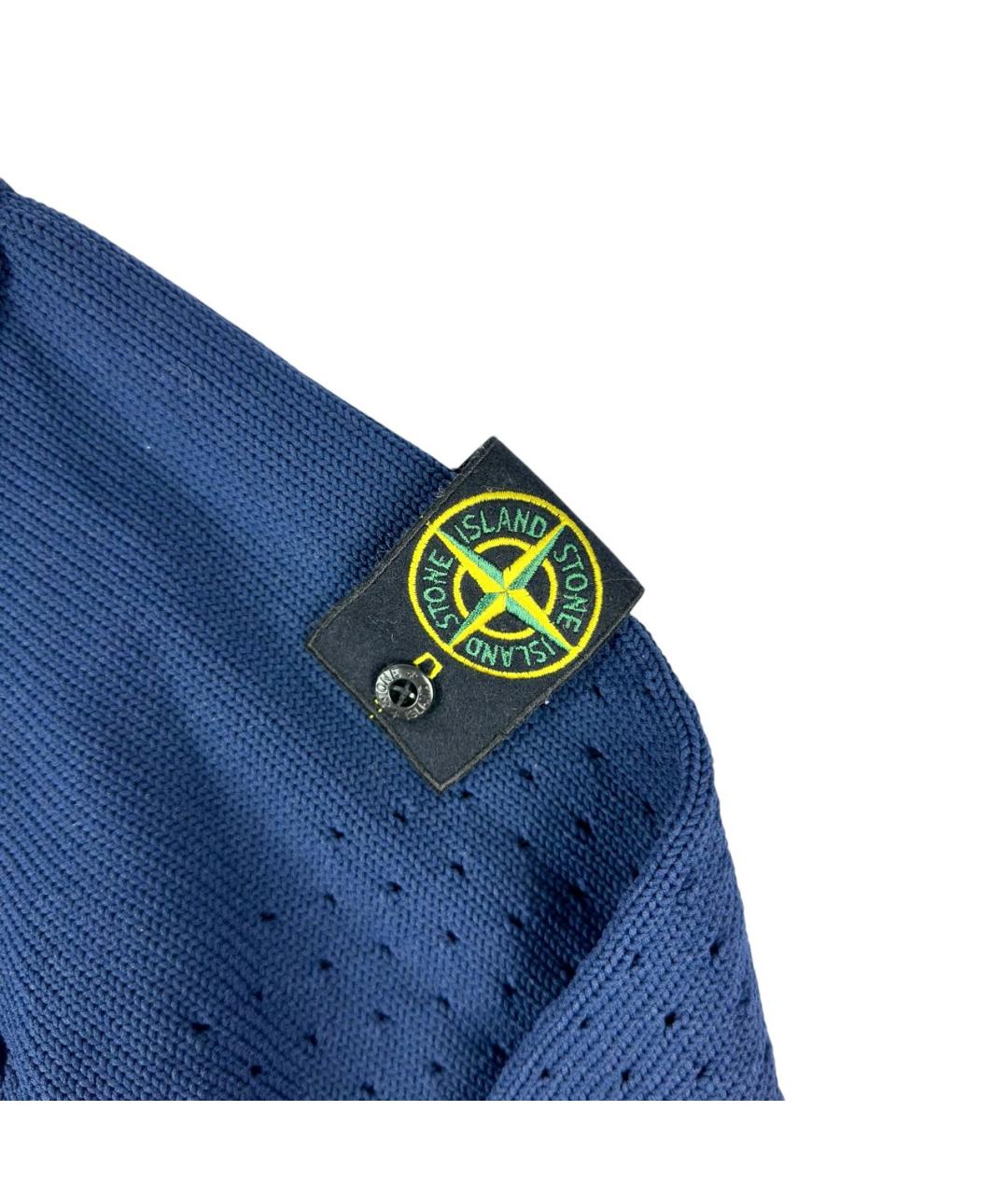 STONE ISLAND Синий хлопко-эластановый джемпер / свитер, фото 3