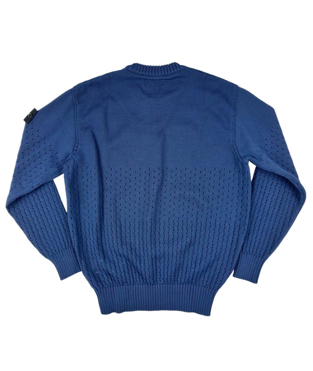 STONE ISLAND Синий хлопко-эластановый джемпер / свитер, фото 2