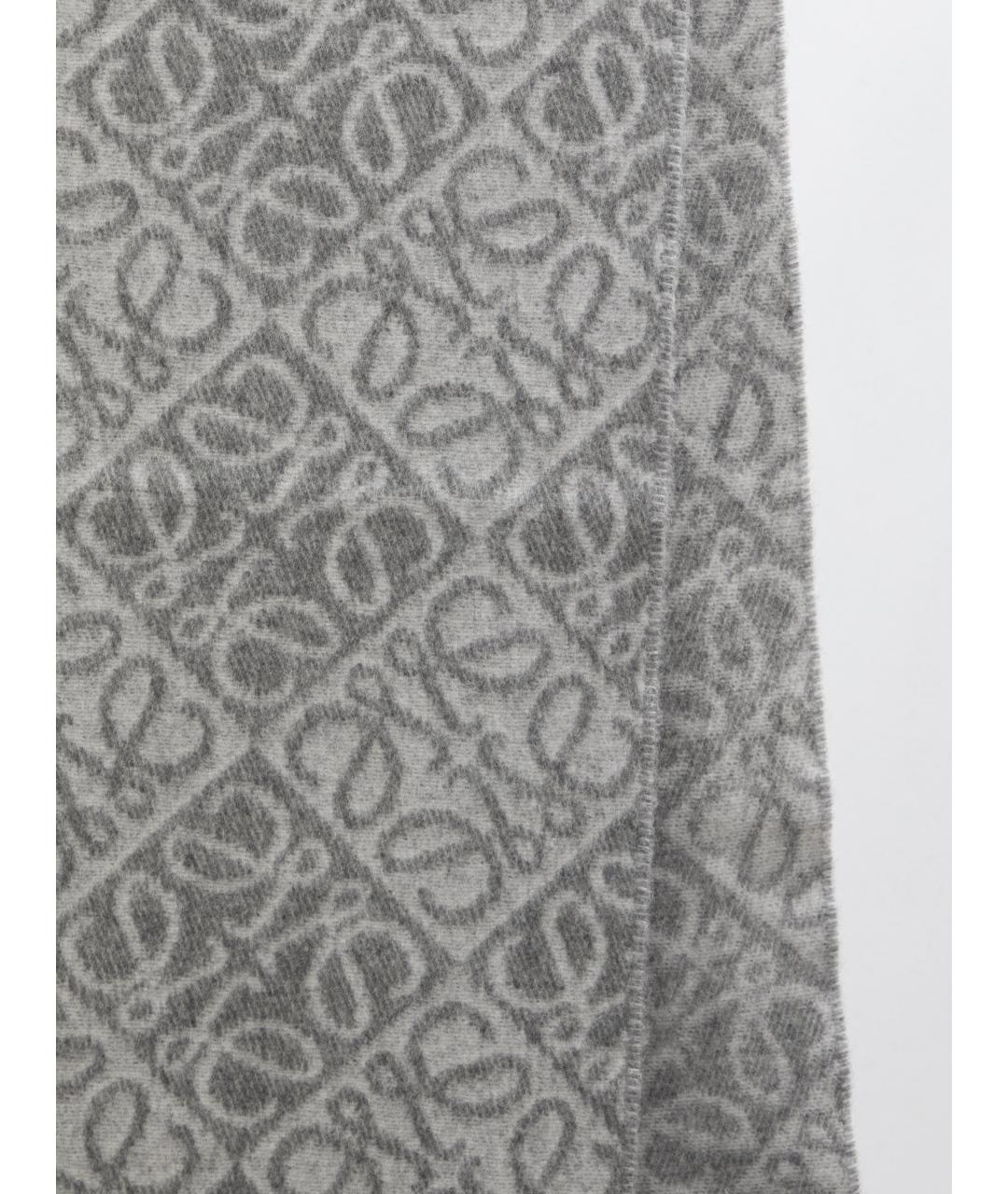 LOEWE Серый шерстяной шарф, фото 2