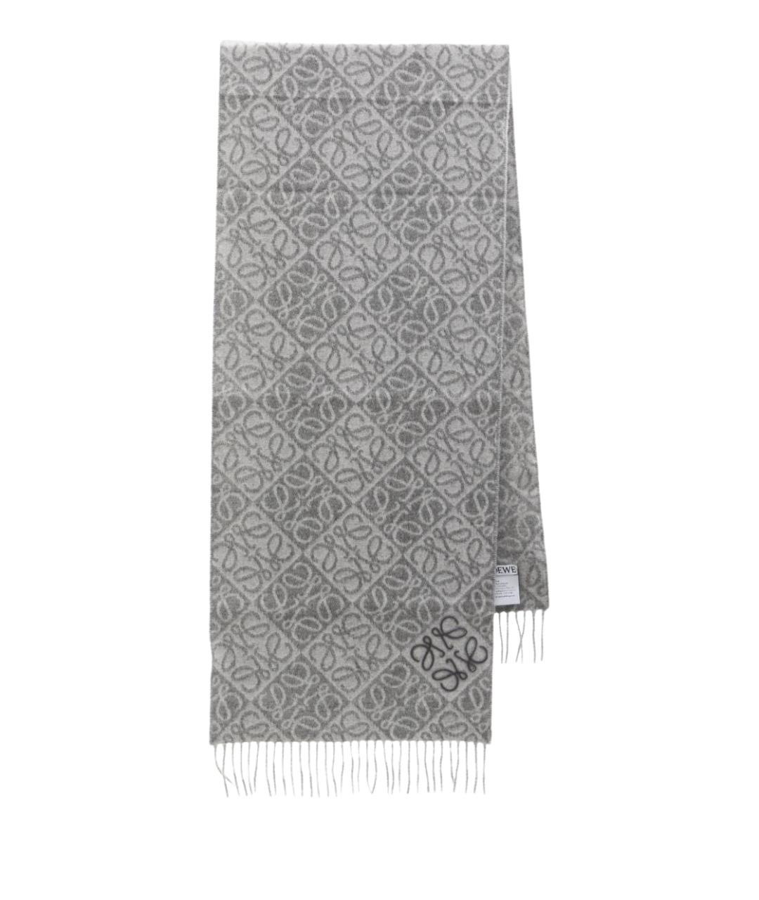 LOEWE Серый шерстяной шарф, фото 1