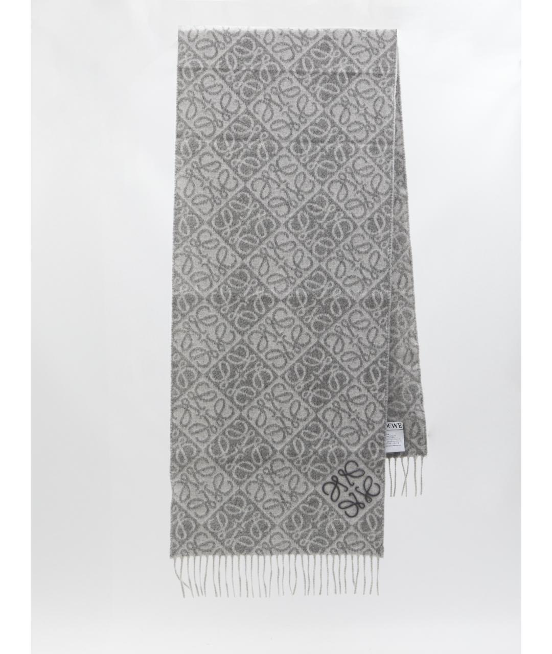 LOEWE Серый шерстяной шарф, фото 3