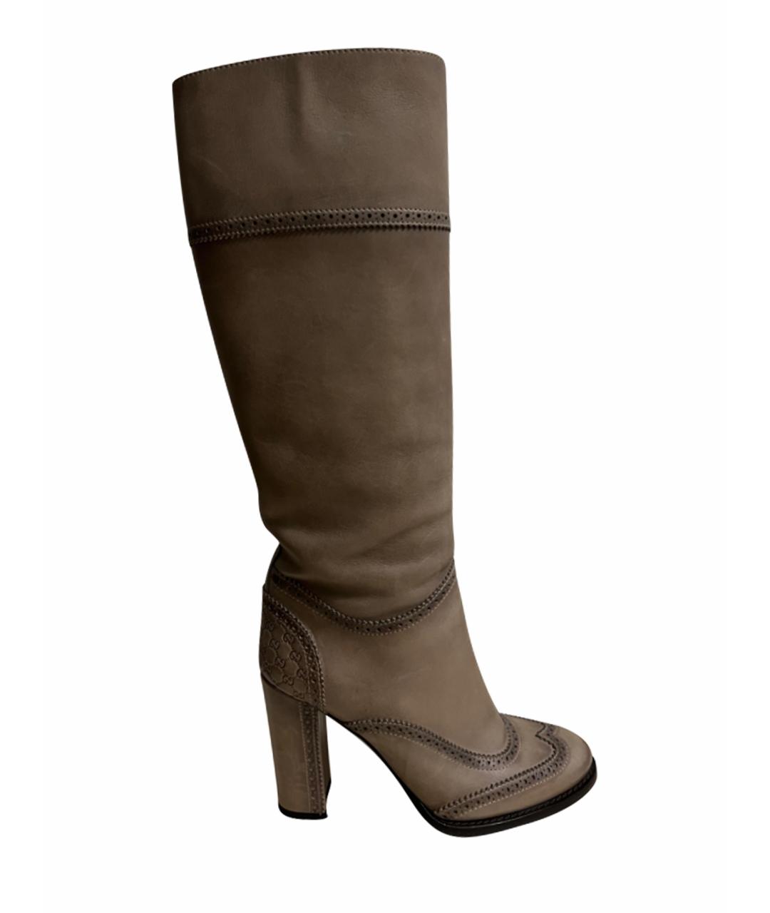 GUCCI Коричневые кожаные сапоги, фото 1