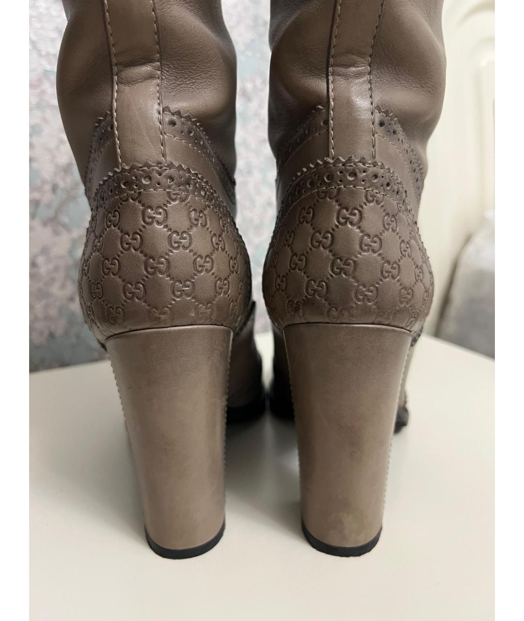 GUCCI Коричневые кожаные сапоги, фото 3