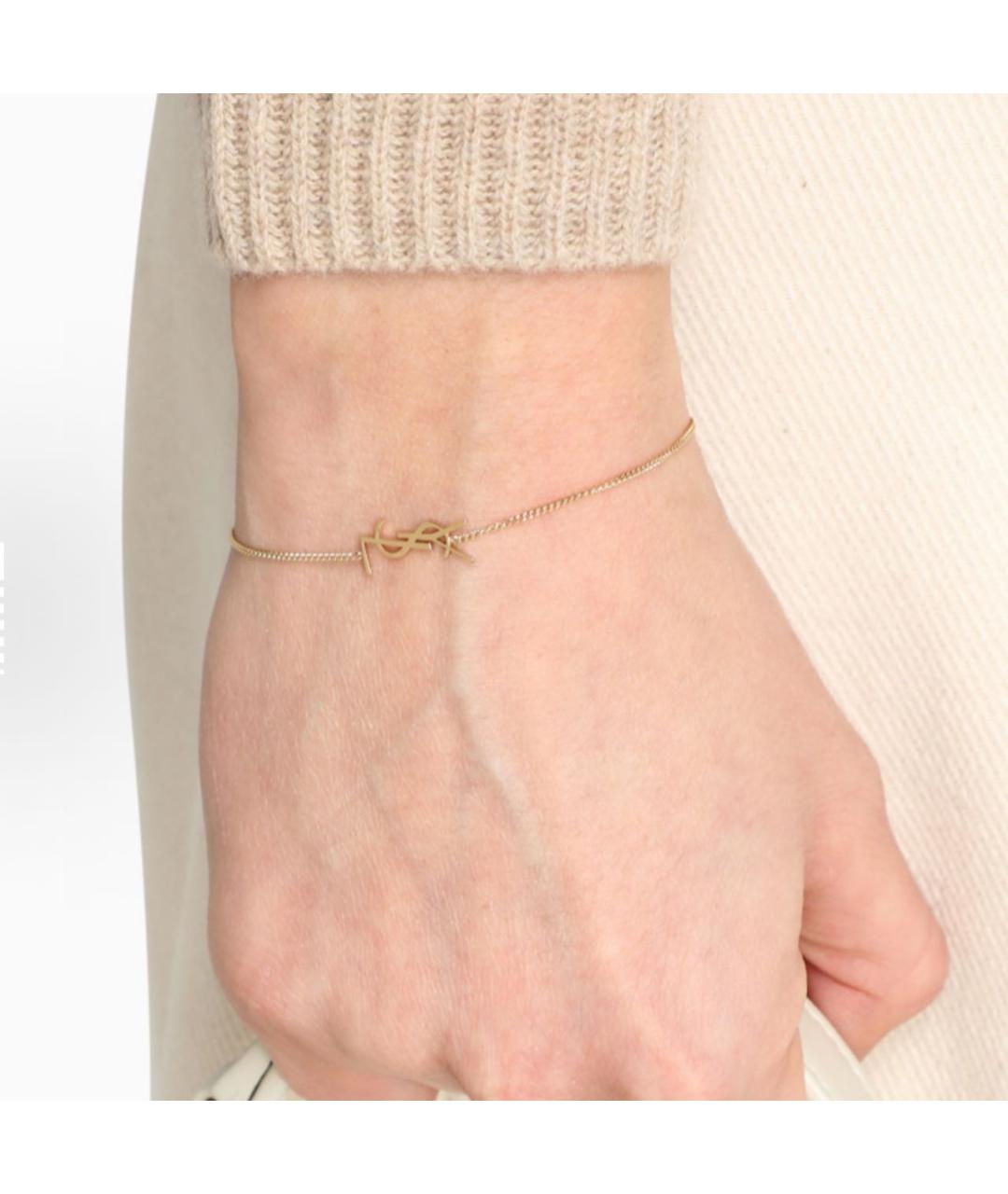 SAINT LAURENT Золотой металлический браслет, фото 2