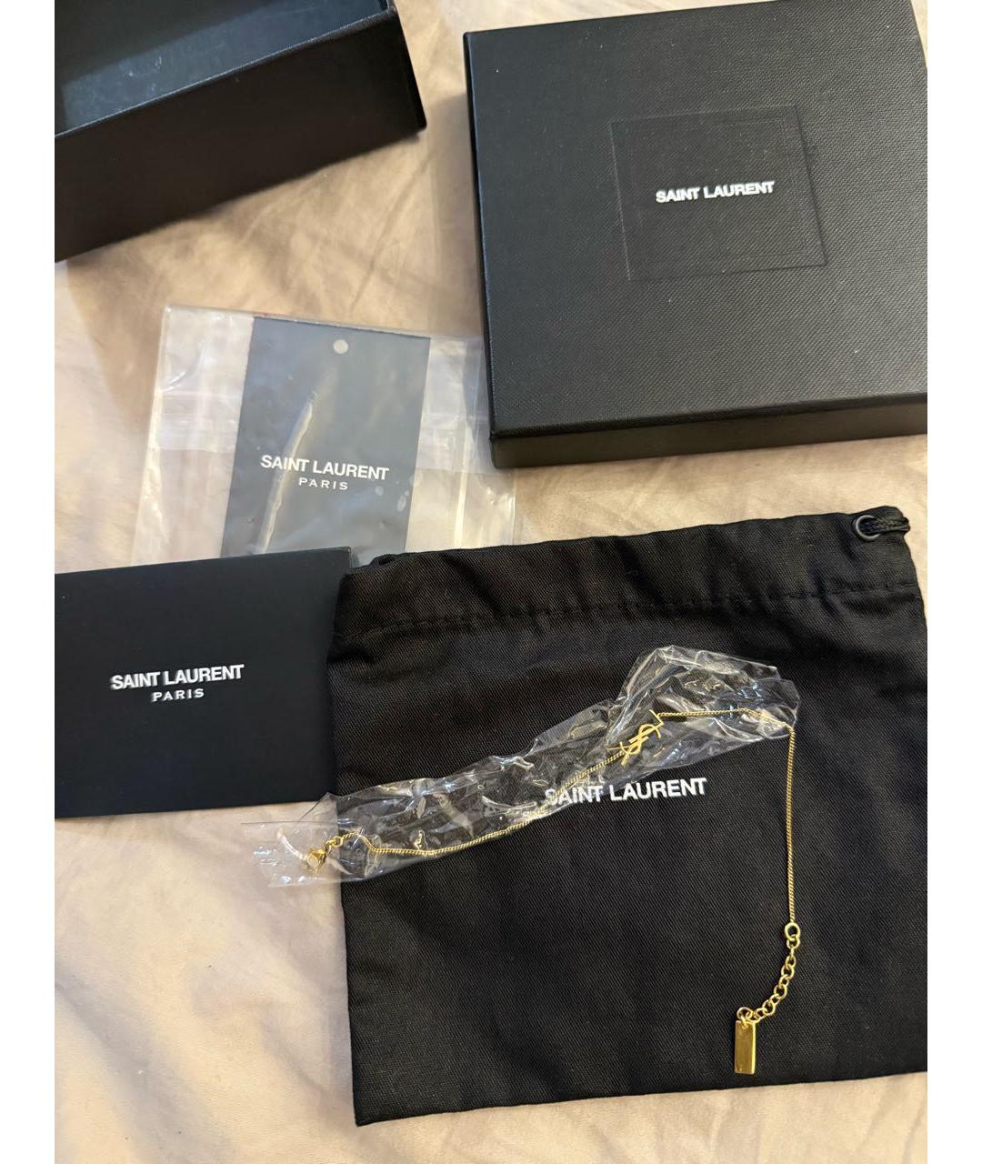 SAINT LAURENT Золотой металлический браслет, фото 3