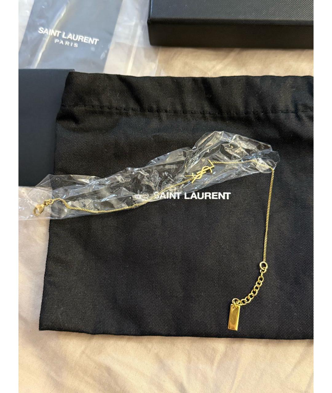 SAINT LAURENT Золотой металлический браслет, фото 4