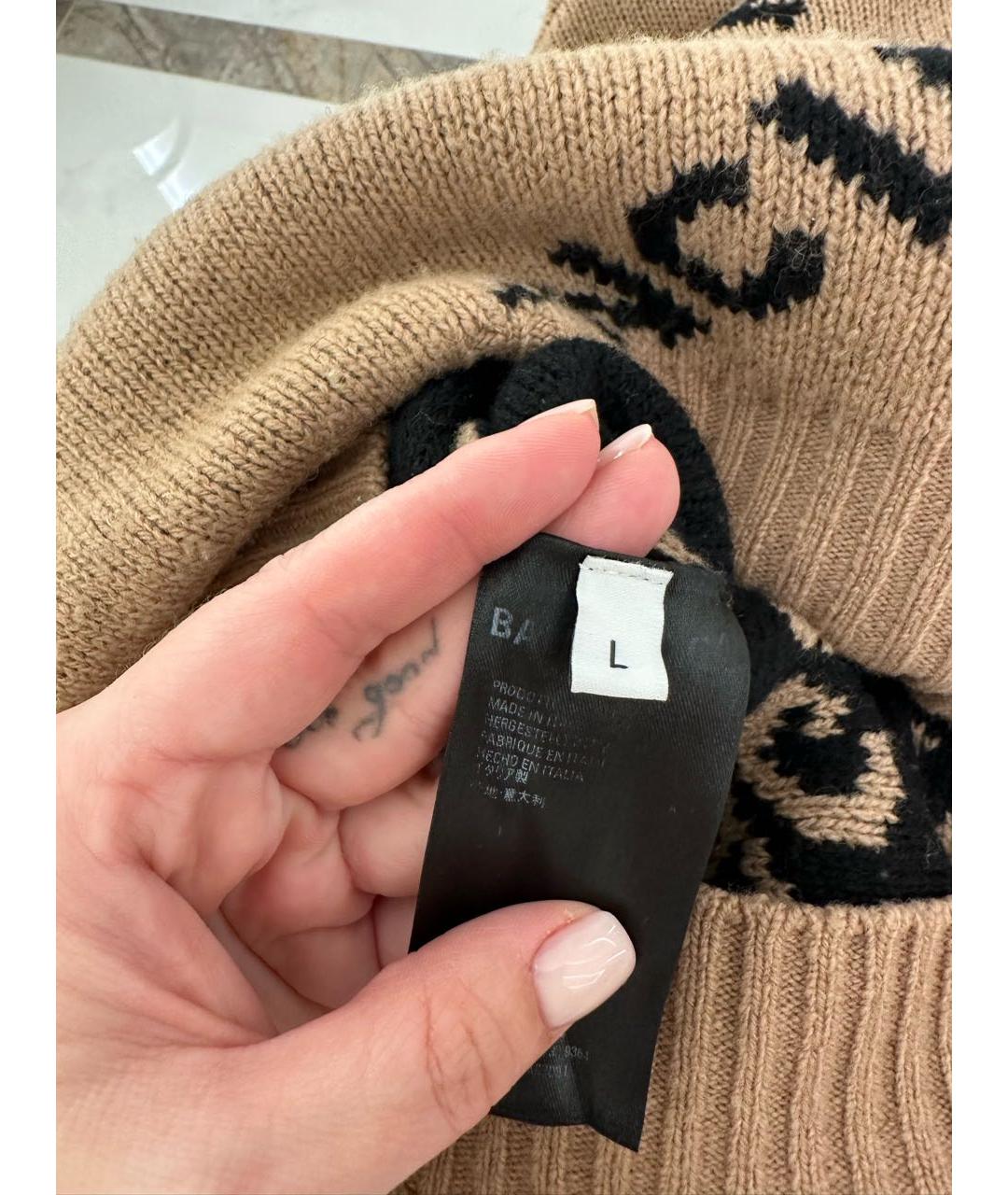 BALENCIAGA Коричневый шерстяной джемпер / свитер, фото 4
