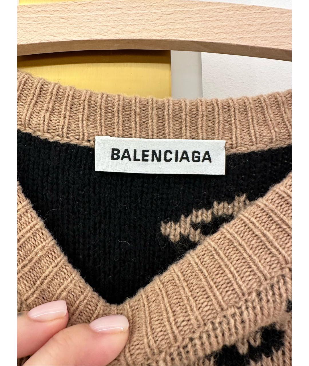 BALENCIAGA Коричневый шерстяной джемпер / свитер, фото 3