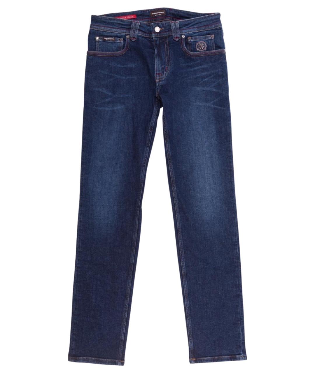 MASSIMO SFORZA Синие хлопко-эластановые прямые джинсы, фото 1