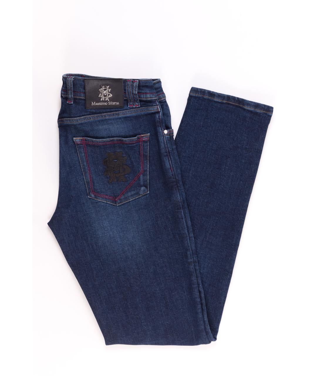 MASSIMO SFORZA Синие хлопко-эластановые прямые джинсы, фото 2