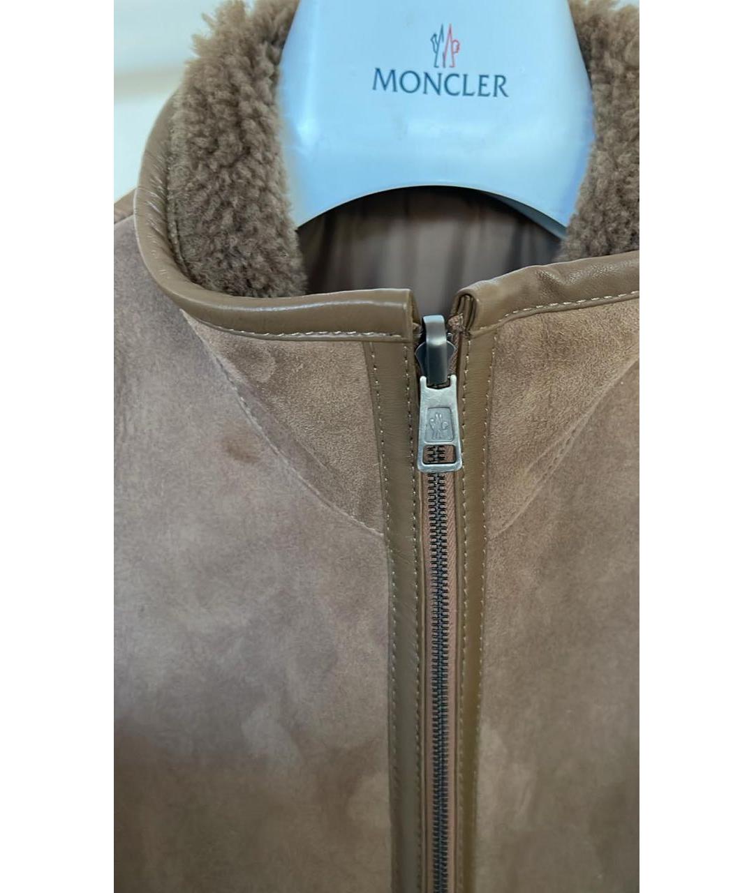 MONCLER Коричневая меховая дубленка/шуба, фото 6