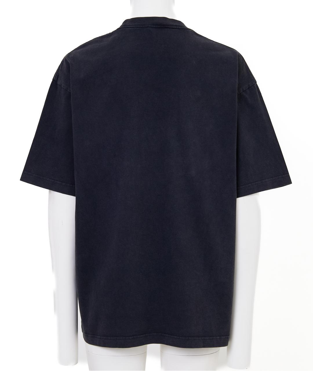 BALENCIAGA Черная хлопковая футболка, фото 2