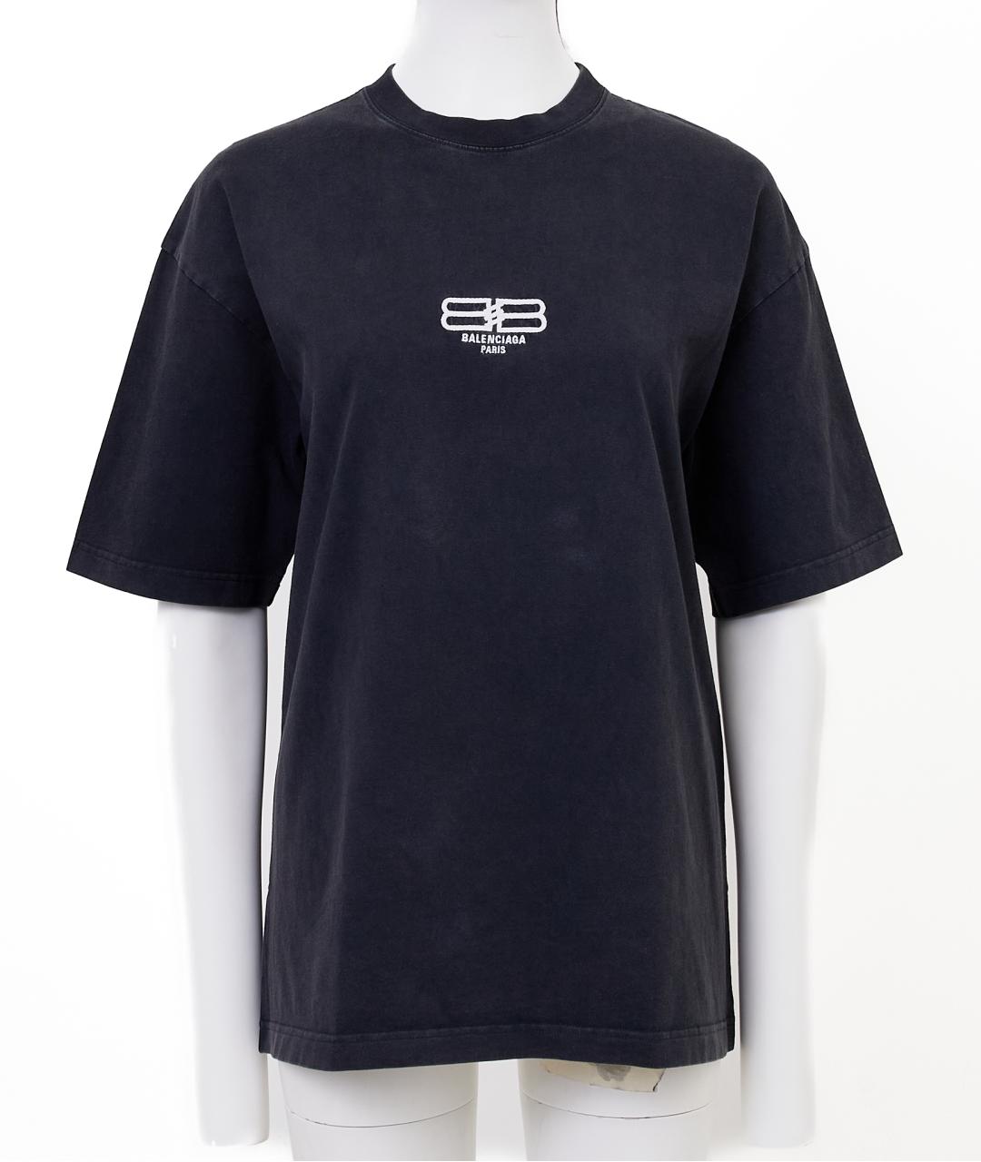 BALENCIAGA Черная хлопковая футболка, фото 8