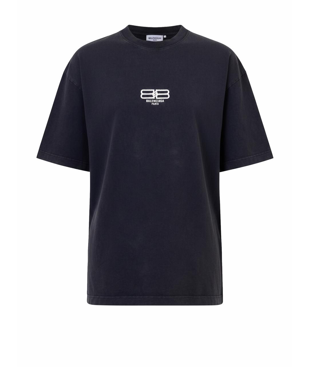 BALENCIAGA Черная хлопковая футболка, фото 1