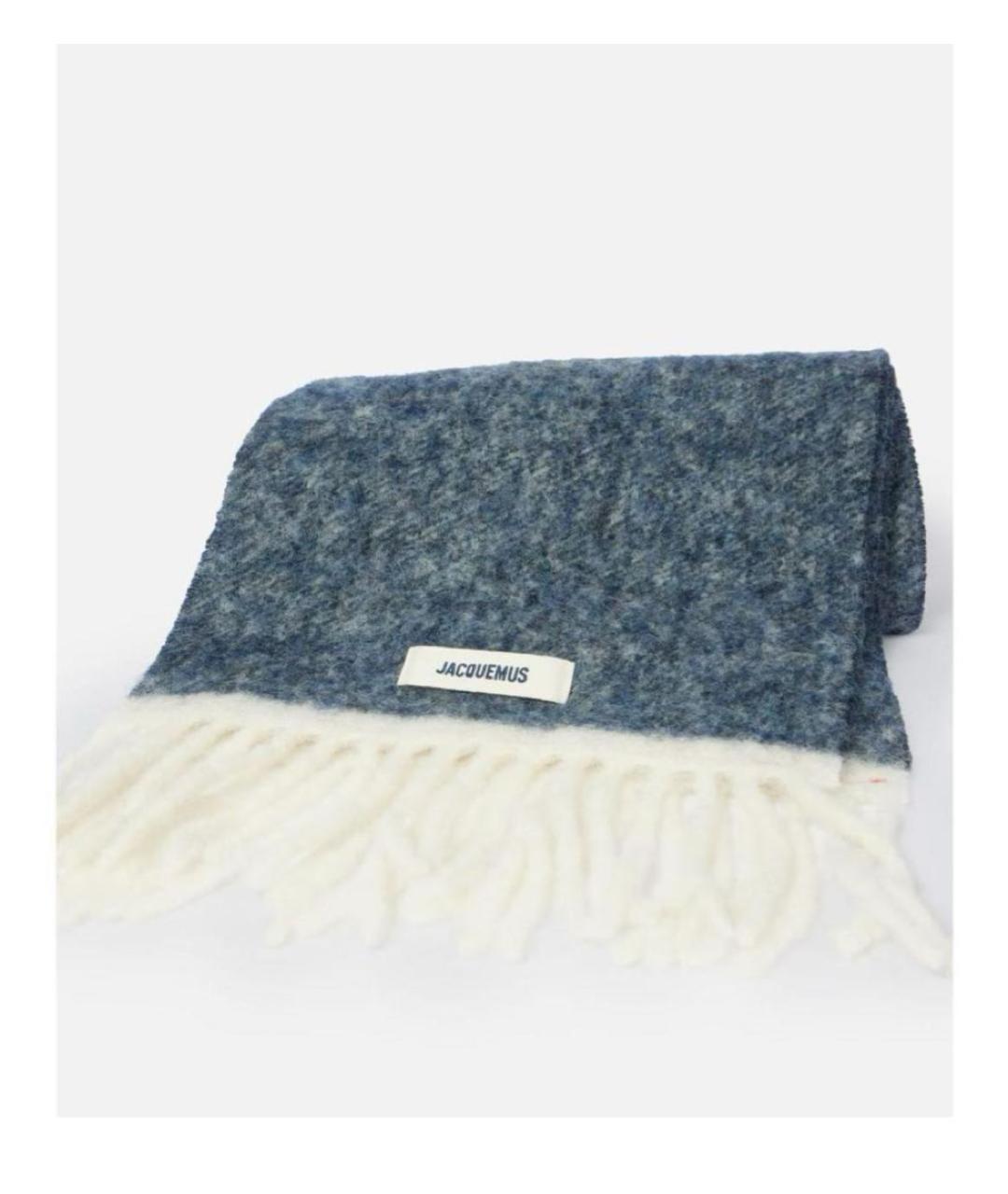 JACQUEMUS Темно-синий шерстяной шарф, фото 2
