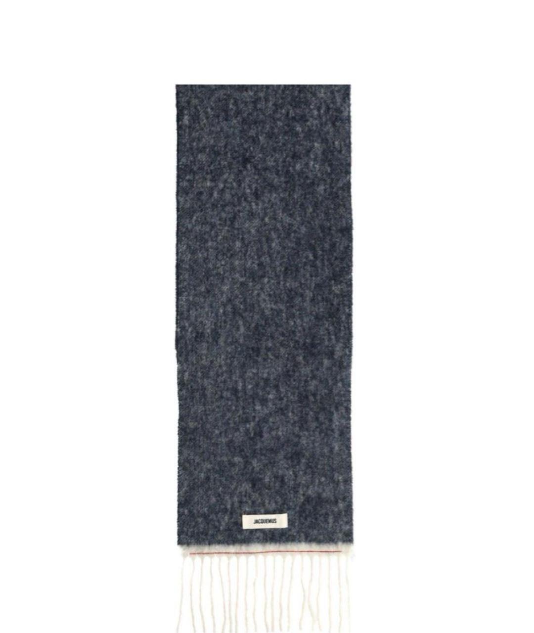JACQUEMUS Темно-синий шерстяной шарф, фото 3