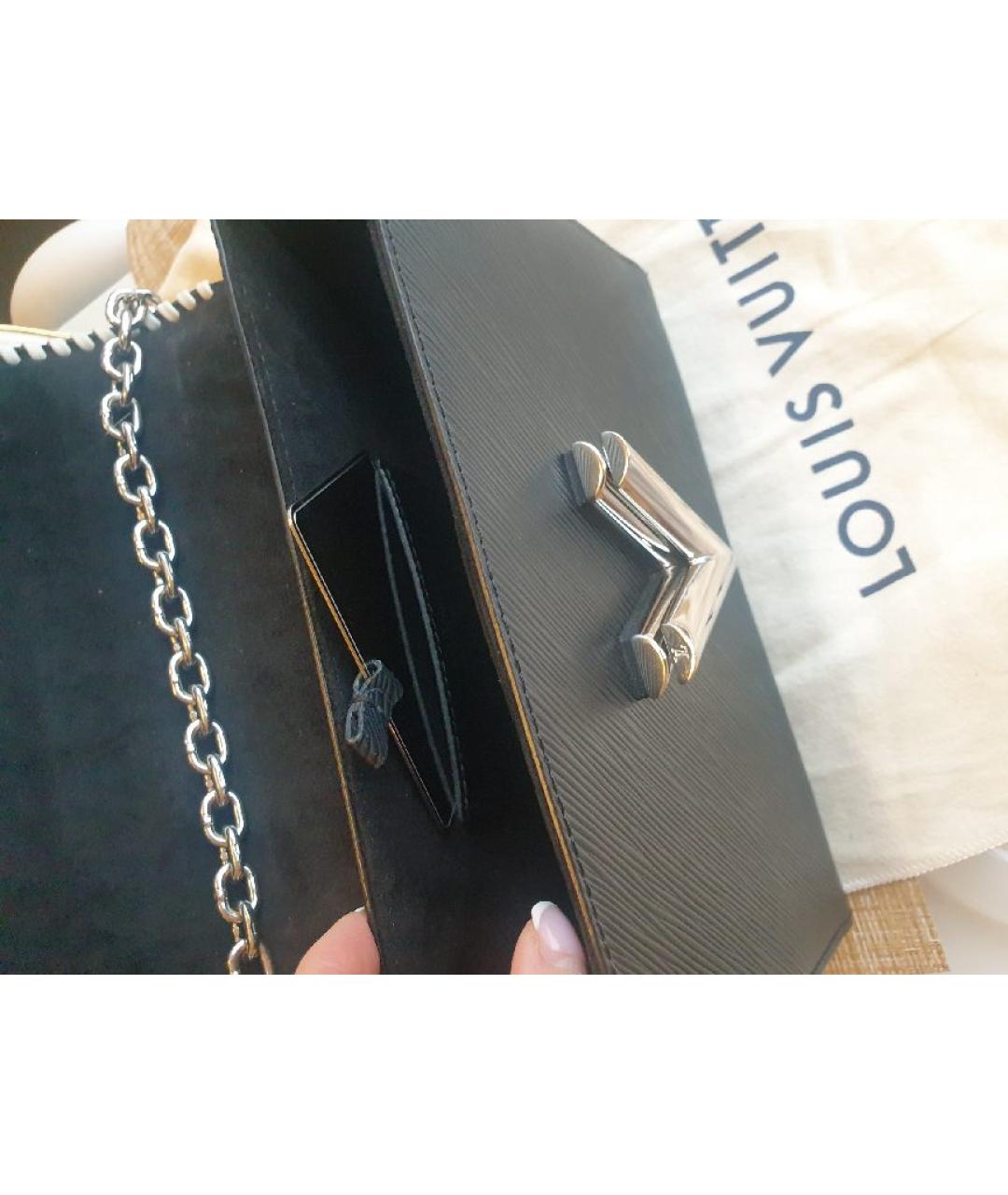 LOUIS VUITTON Черная кожаная сумка через плечо, фото 4