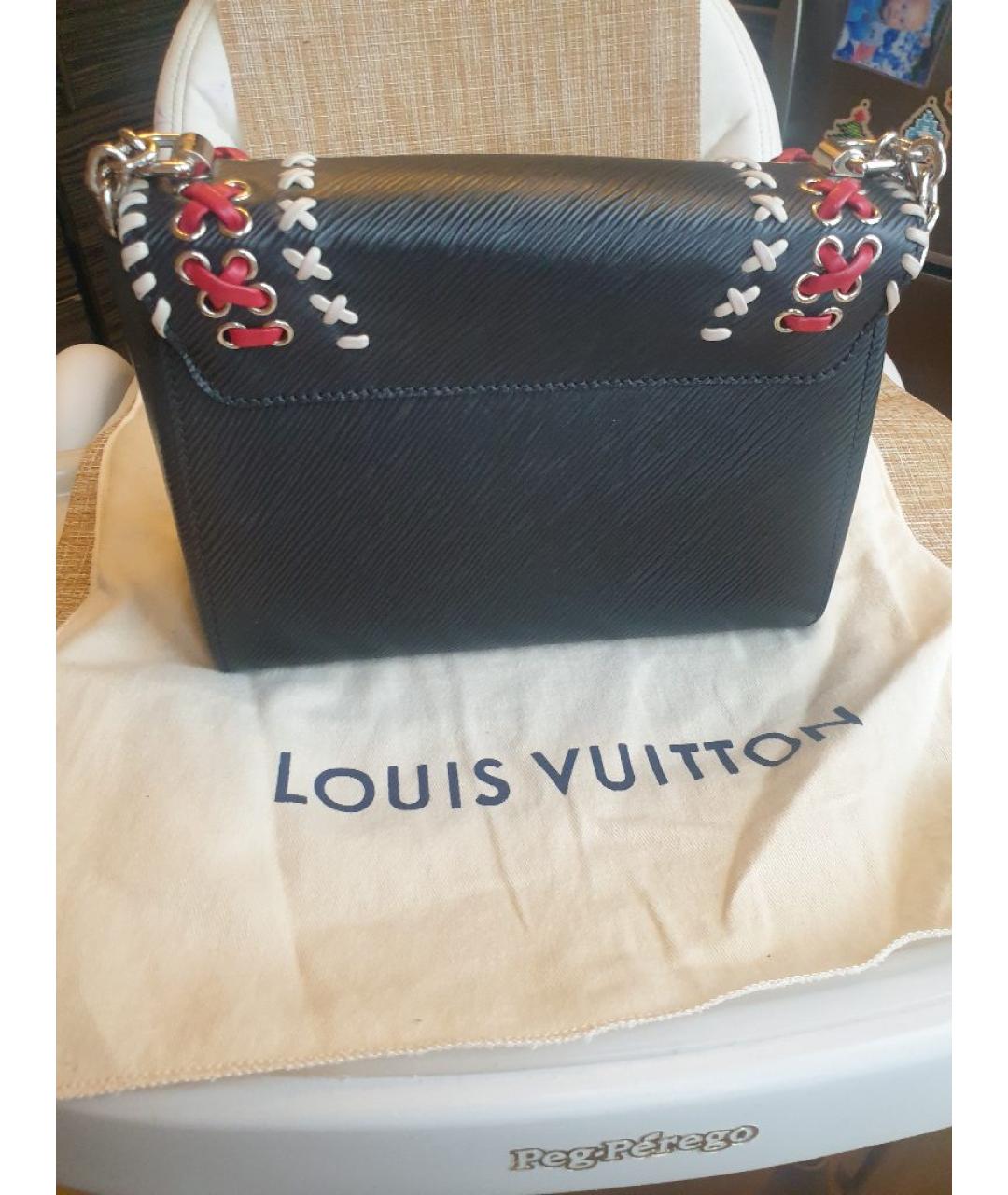 LOUIS VUITTON Черная кожаная сумка через плечо, фото 3