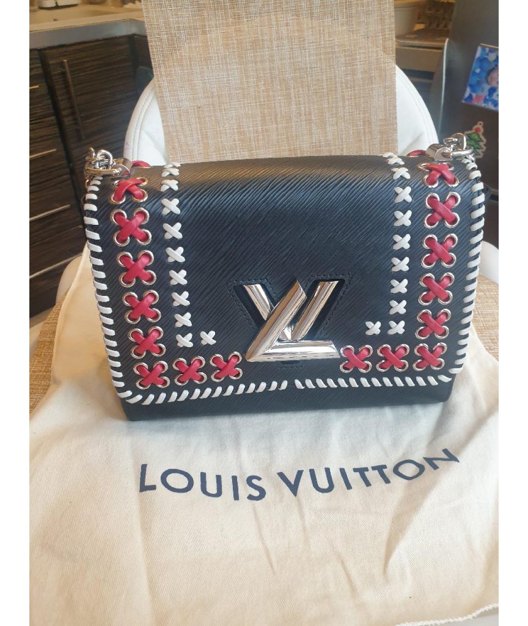 LOUIS VUITTON Черная кожаная сумка через плечо, фото 10