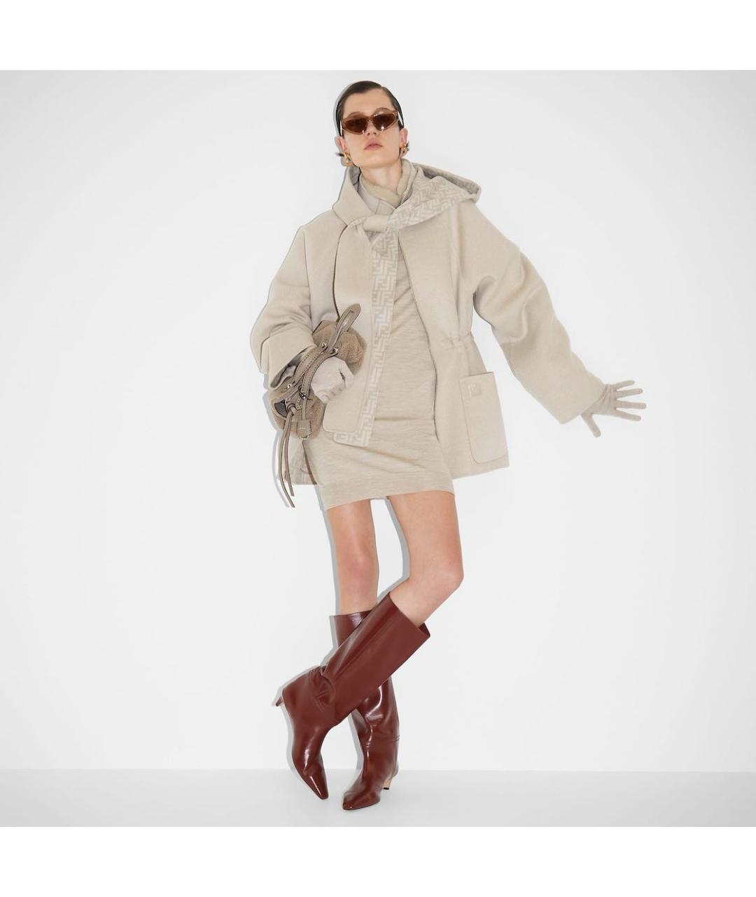 FENDI Бежевое шерстяное пальто, фото 2