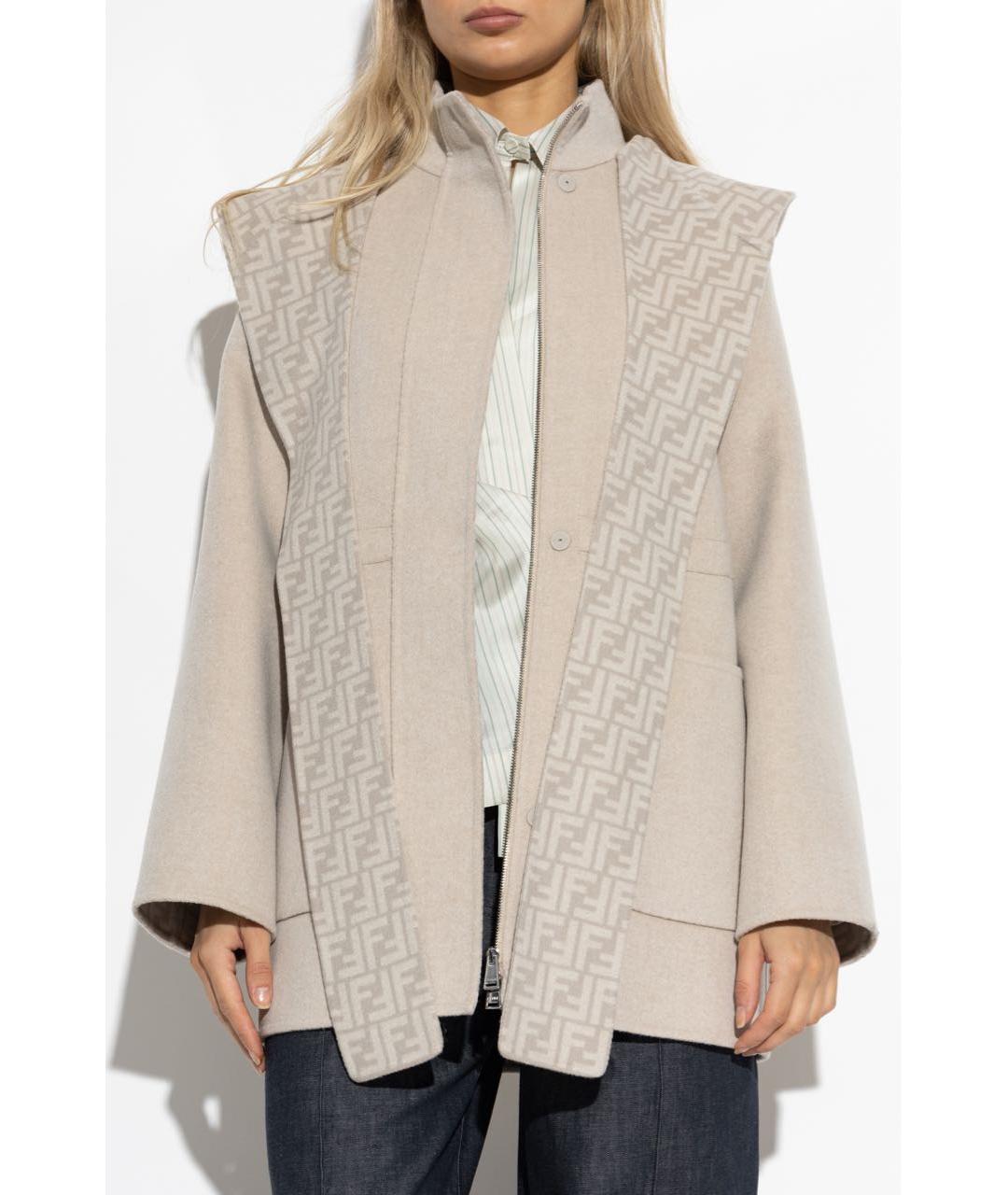 FENDI Бежевое шерстяное пальто, фото 6