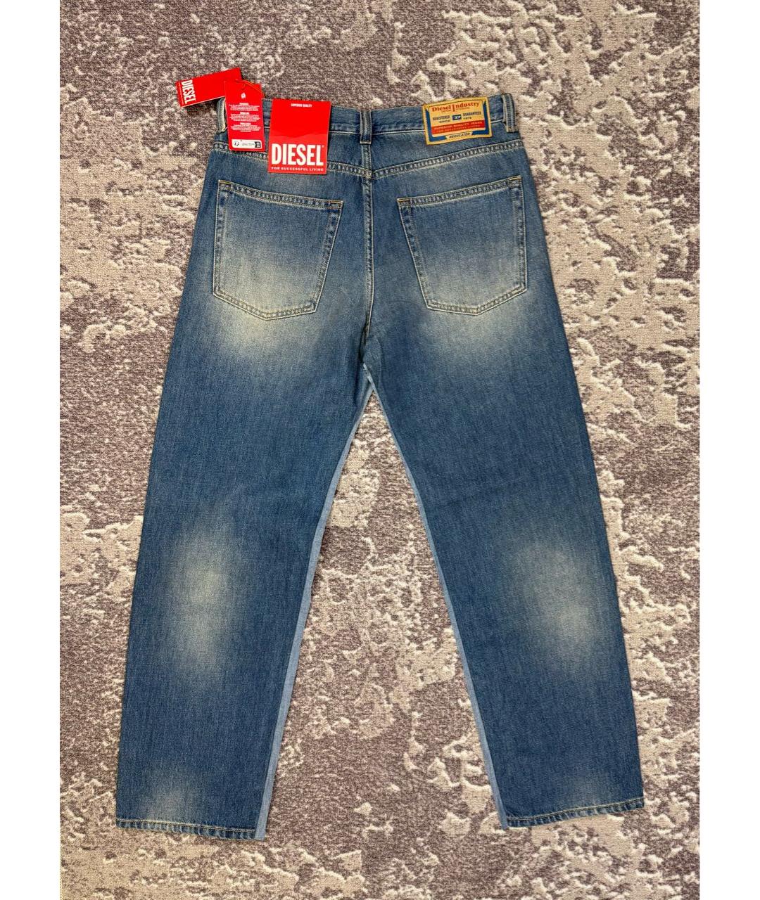 DIESEL Голубые хлопковые прямые джинсы, фото 4