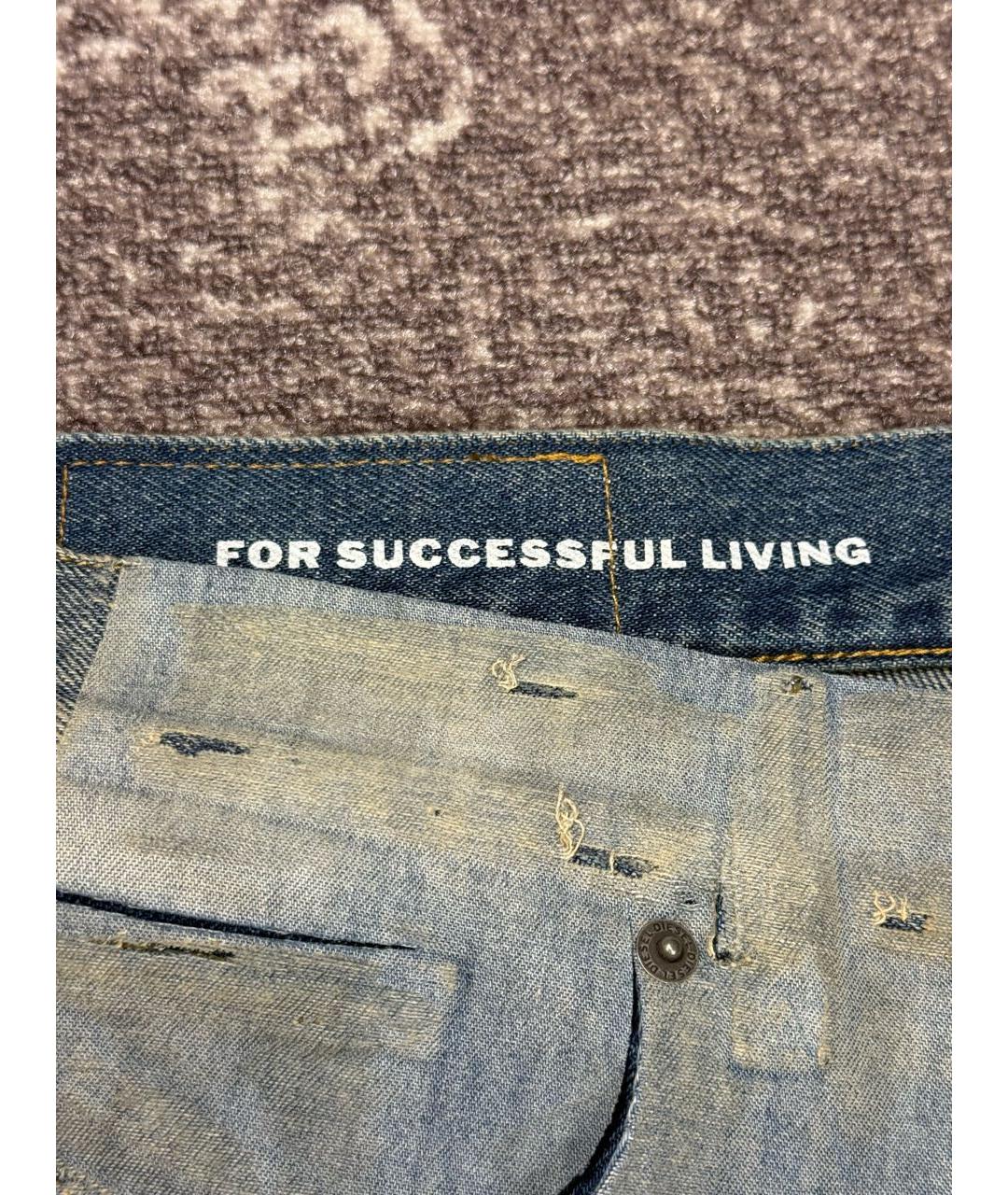 DIESEL Голубые хлопковые прямые джинсы, фото 3